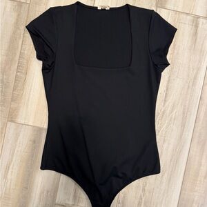 Black Square Neck Bodysuit